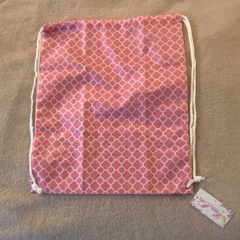 New! Pink Canvas Drawstring Bag